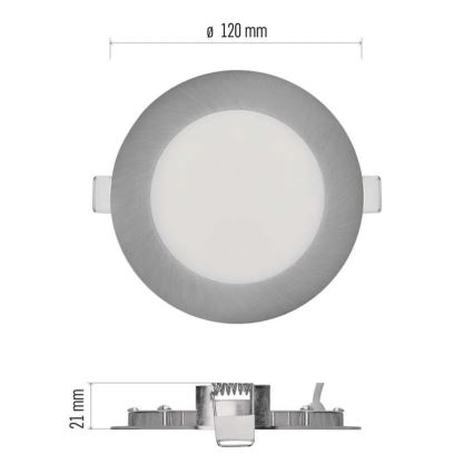 LED Podhledové svítidlo NEXXO LED/7W/230V 3000/3500/4000K stříbrná pr. 12 cm