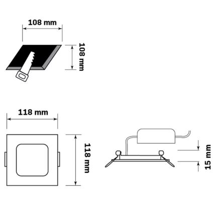 LED Podhledové svítidlo RIGEL LED/4,8W/230V 4000K 11,8x11,8 cm černá