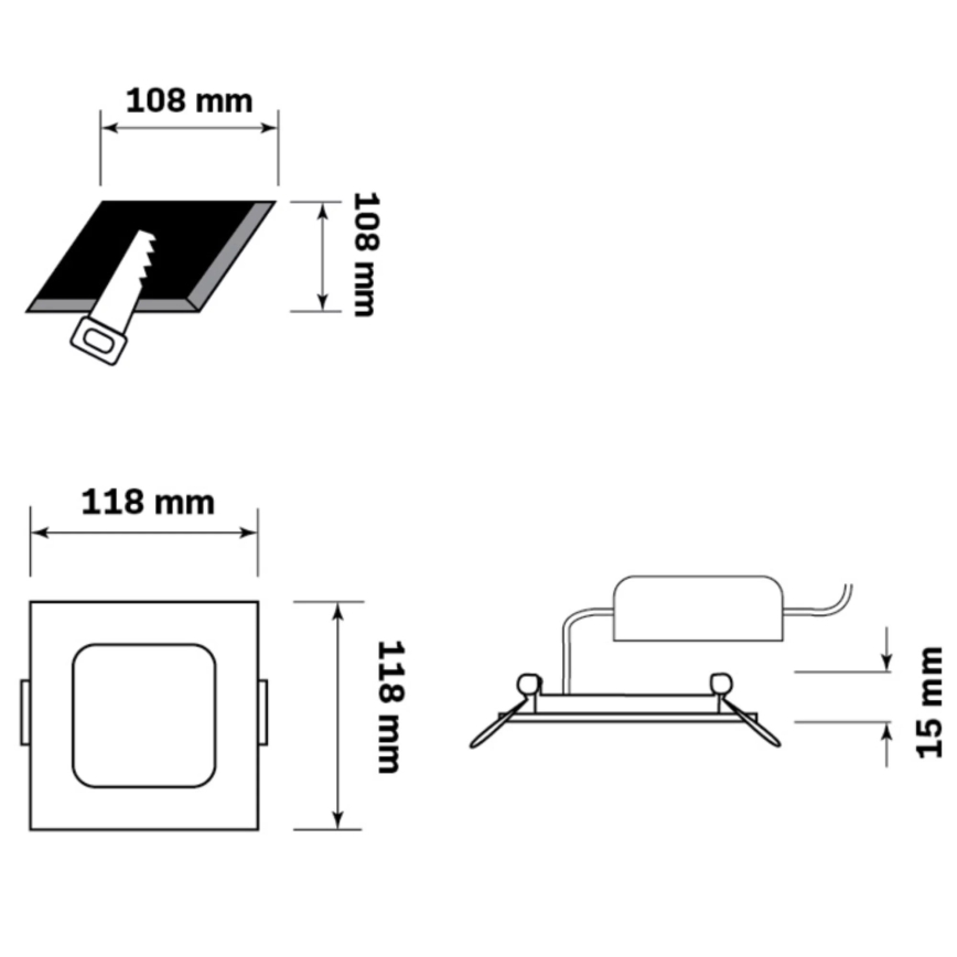 LED Podhledové svítidlo RIGEL LED/4,8W/230V 4000K 11,8x11,8 cm černá