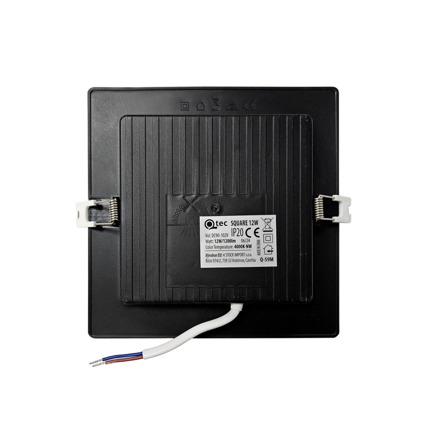 LED Podhledové svítidlo SQUARE LED/12W/230V 4000K 17x17 cm černá