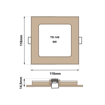 LED Podhledové svítidlo SQUARE LED/6W/230V 4200K 11,8x11,8 cm hnědá