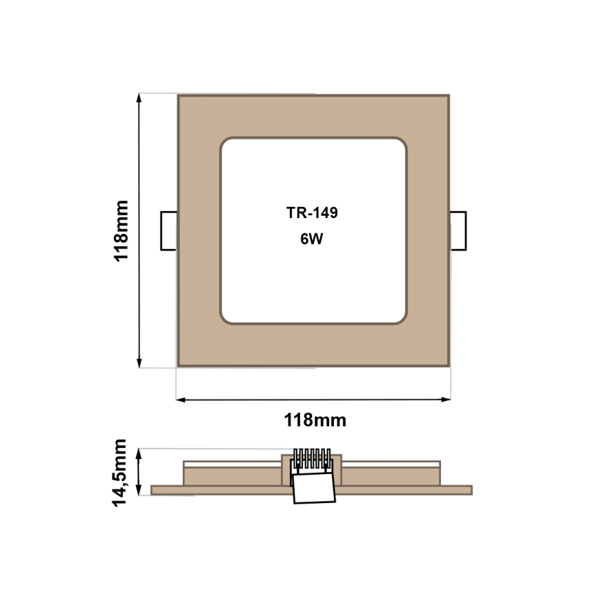 LED Podhledové svítidlo SQUARE LED/6W/230V 4200K 11,8x11,8 cm hnědá