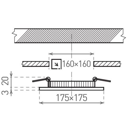 LED Podhledové svítidlo VEGA LED/12W/230V 2900/3900/5800K 17,5x17,5 cm černá