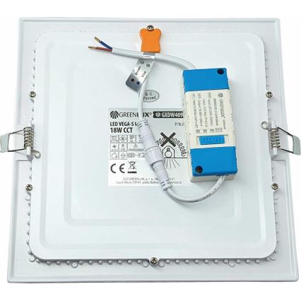 LED Podhledové svítidlo VEGA LED/18W/230V 2900/3900/5800K 22,5x22,5 cm bílá