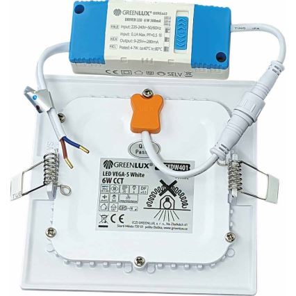 LED Podhledové svítidlo VEGA LED/6W/230V 2900/3900/5800K 12,5x12,5 cm bílá