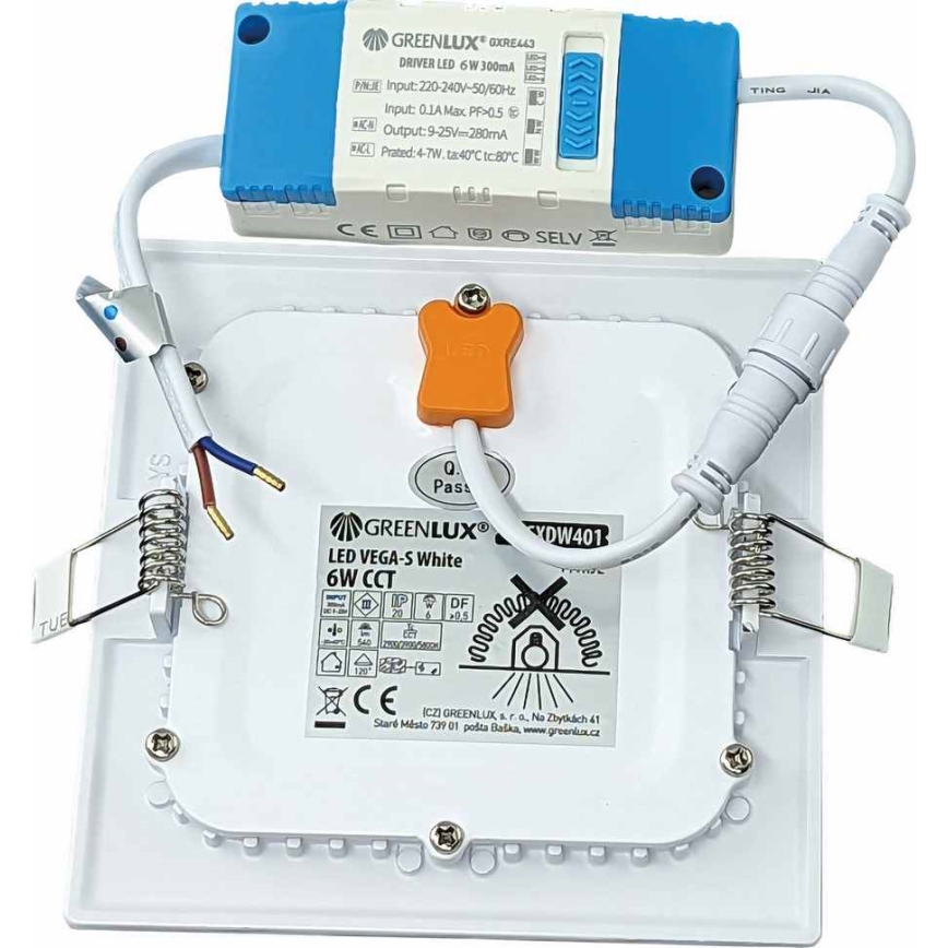 LED Podhledové svítidlo VEGA LED/6W/230V 2900/3900/5800K 12,5x12,5 cm bílá