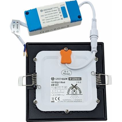 LED Podhledové svítidlo VEGA LED/6W/230V 2900/3900/5800K 12,5x12,5 cm černá