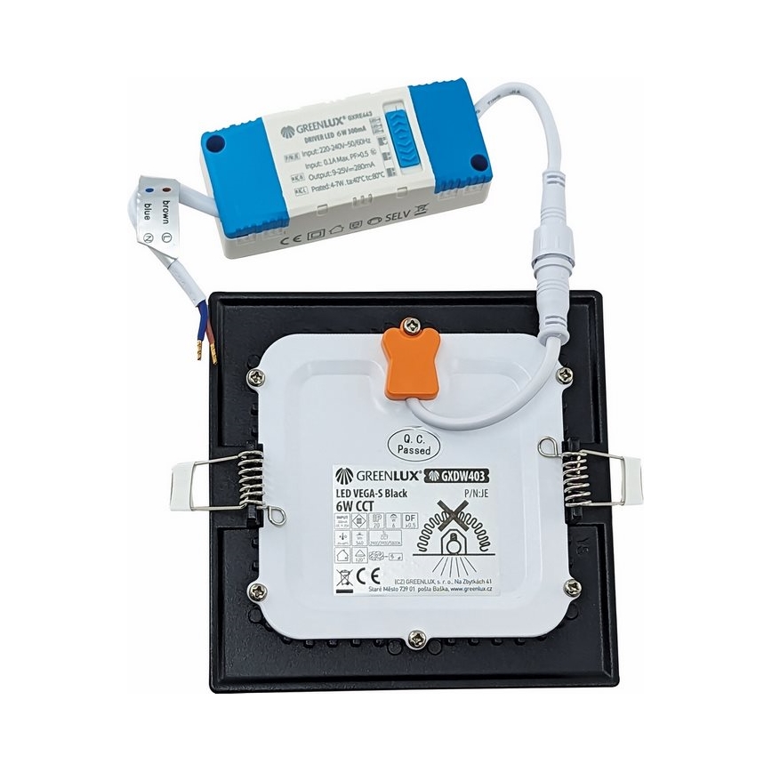 LED Podhledové svítidlo VEGA LED/6W/230V 2900/3900/5800K 12,5x12,5 cm černá