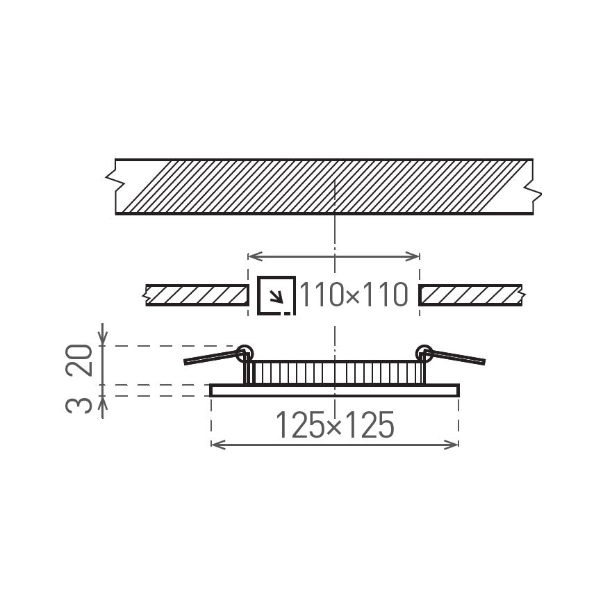 LED Podhledové svítidlo VEGA LED/6W/230V 2900/3900/5800K 12,5x12,5 cm černá