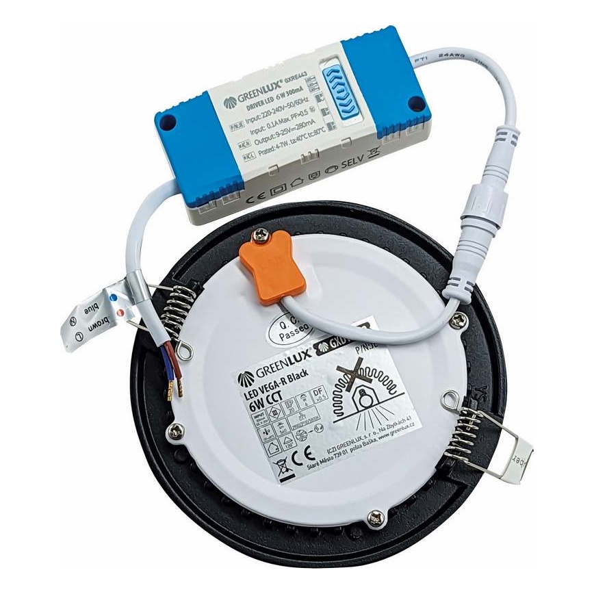 LED Podhledové svítidlo VEGA LED/6W/230V 2900/3900/5800K pr. 12,5 cm černá