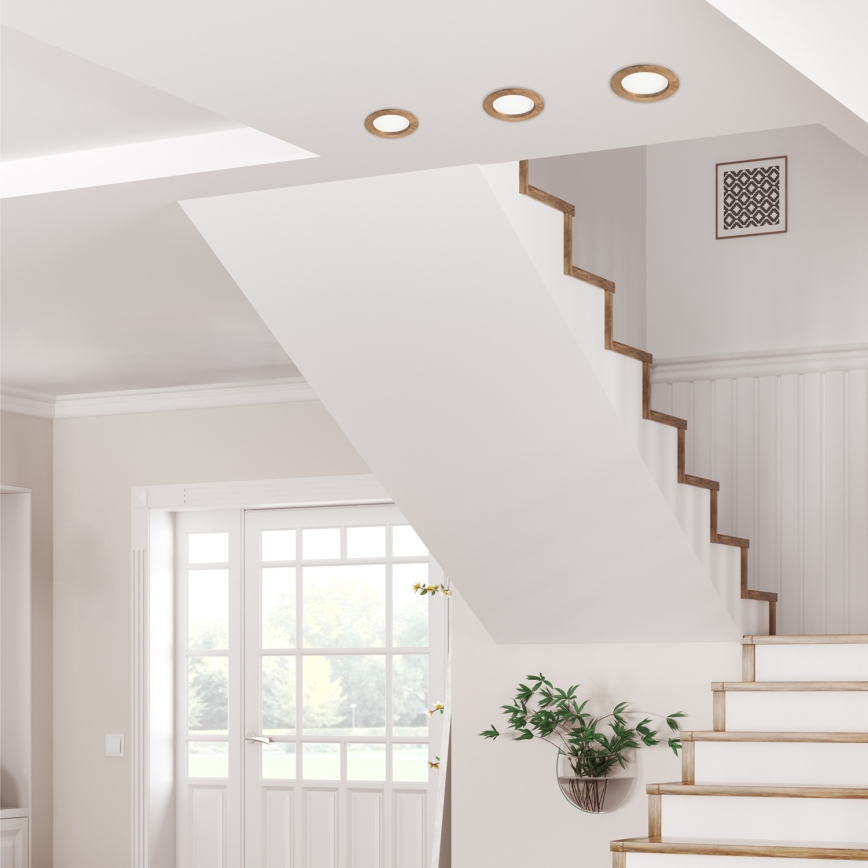 LED Podhledové svítidlo WOODY SPOT LED/12,5W/230V 4000K ořech ø 16 cm
