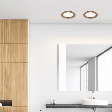 LED Podhledové svítidlo WOODY SPOT LED/16,5W/230V 4000K ořech pr. 18,5 cm