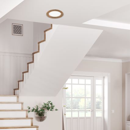 LED Podhledové svítidlo WOODY SPOT LED/16,5W/230V 4000K ořech ø 18,5 cm