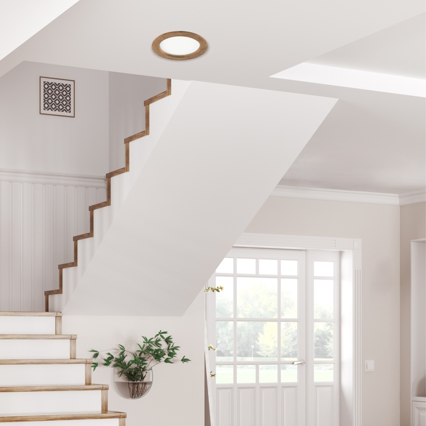 LED Podhledové svítidlo WOODY SPOT LED/16,5W/230V 4000K ořech ø 18,5 cm