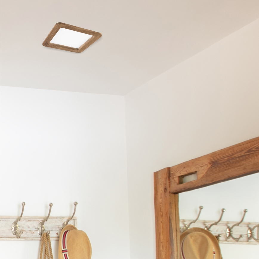 LED Podhledové svítidlo WOODY SPOT LED/17W/230V 3000K ořech 18,5x18,5 cm