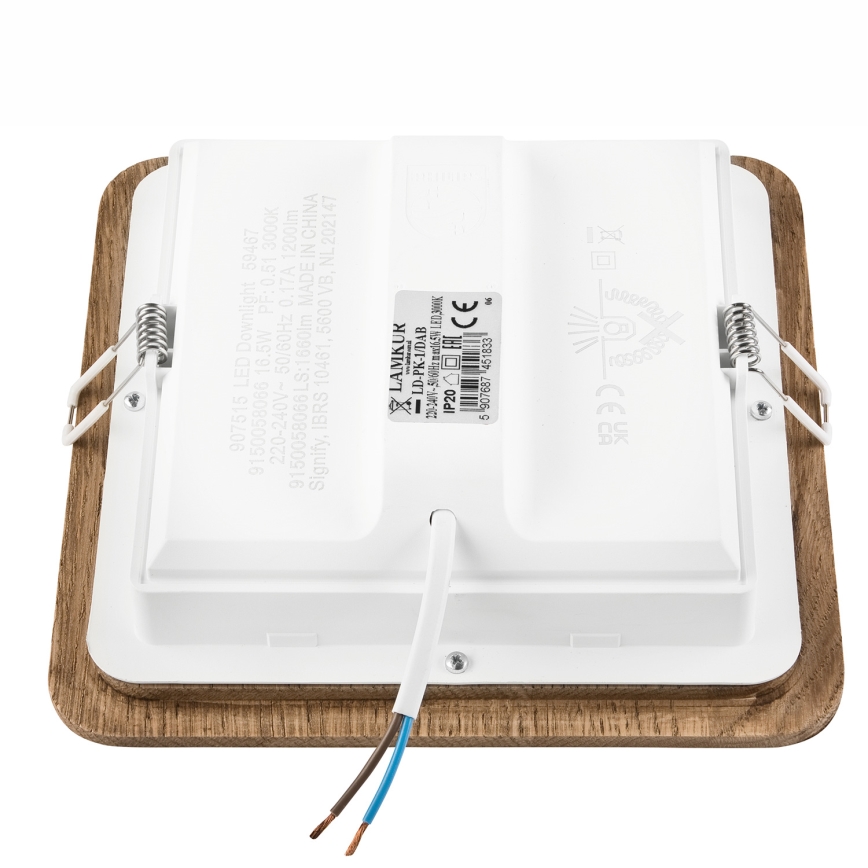LED Podhledové svítidlo WOODY SPOT LED/17W/230V 3000K ořech 18,5x18,5 cm