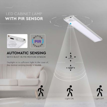 LED Podlinkové svítidlo se senzorem LED/2W/5V 4000K 2200 mAh