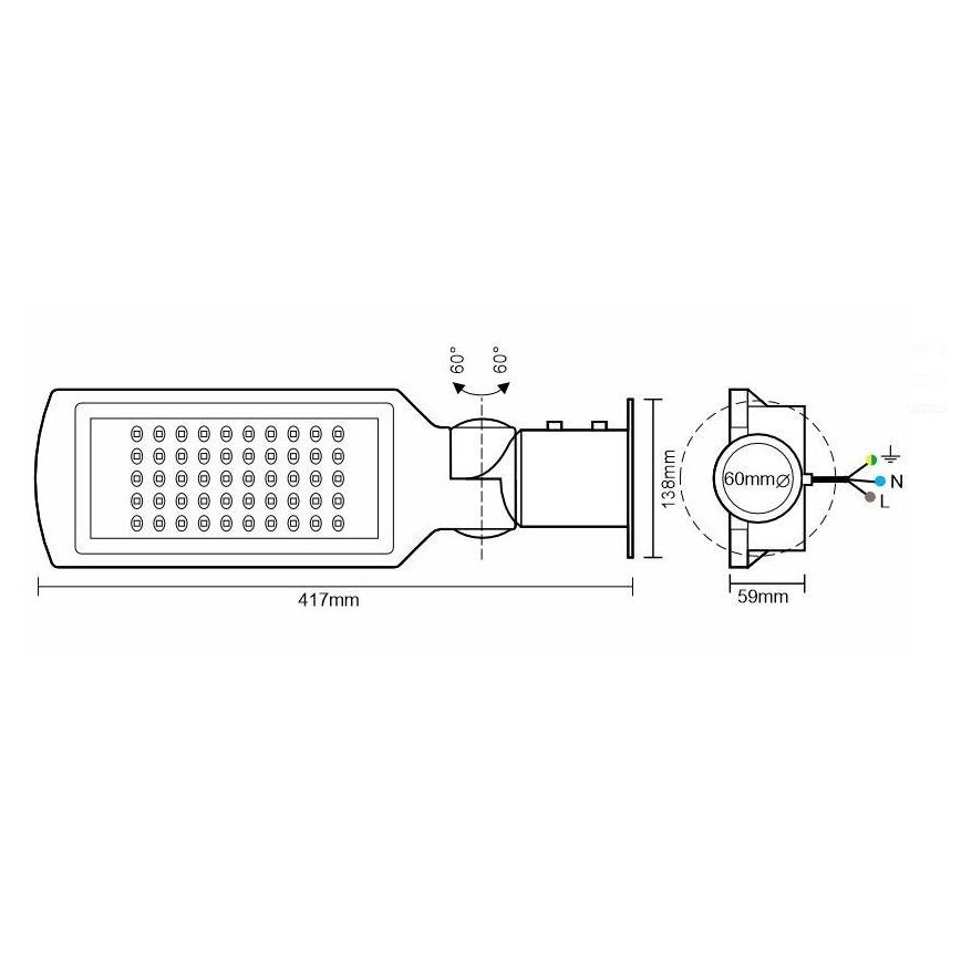 LED Pouliční lampa LED/50W/170-400V IP65