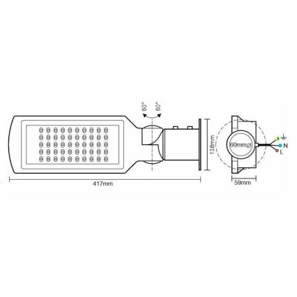 LED Pouliční lampa se senzorem LED/50W/170-400V IP65