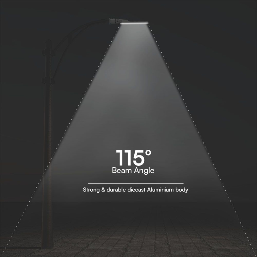 LED Pouliční lampa se senzorem soumraku SAMSUNG CHIP LED/100W/230V 4000K IP65 šedá