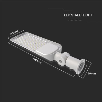 LED Pouliční lampa se senzorem soumraku SAMSUNG CHIP LED/100W/230V 4000K IP65 šedá