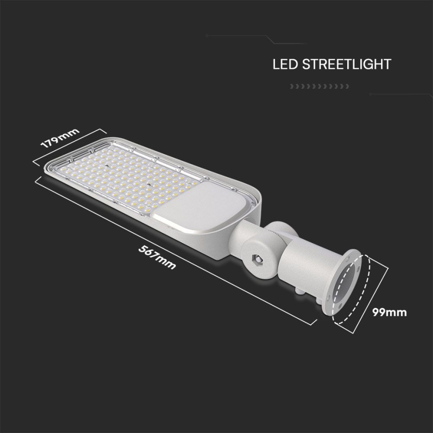 LED Pouliční lampa se senzorem soumraku SAMSUNG CHIP LED/100W/230V 4000K IP65 šedá