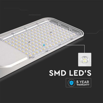 LED Pouliční lampa se senzorem soumraku SAMSUNG CHIP LED/100W/230V 6500K IP65 šedá