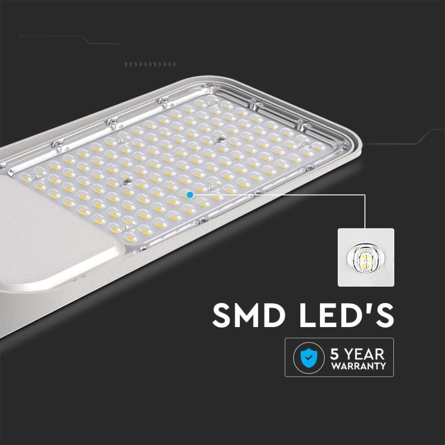 LED Pouliční lampa se senzorem soumraku SAMSUNG CHIP LED/100W/230V 6500K IP65 šedá