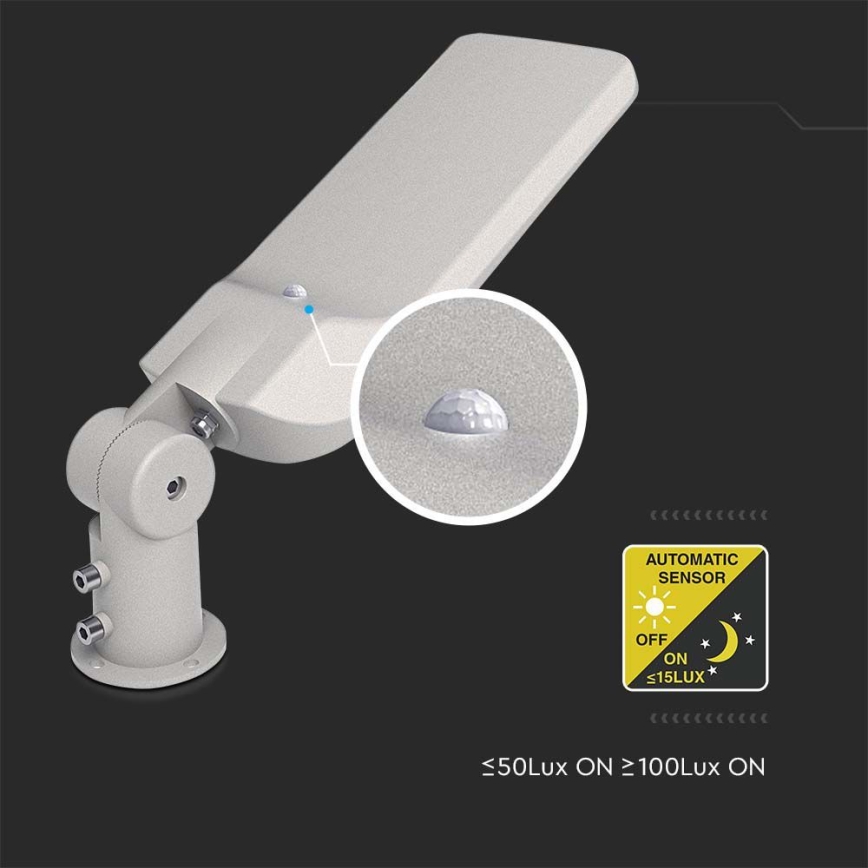 LED Pouliční lampa se senzorem soumraku SAMSUNG CHIP LED/100W/230V 6500K IP65 šedá