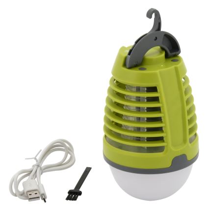 LED Přenosná nabíjecí lampa s lapačem hmyzu LED/2W/3,7V 1800 mAh IPX4 zelená