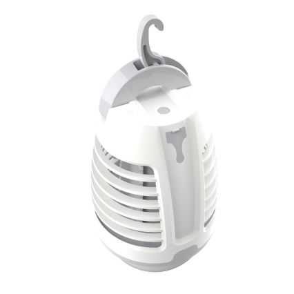LED Přenosná nabíjecí lampa s lapačem hmyzu LED/5W/1800 mAh IPX4 bílá/šedá