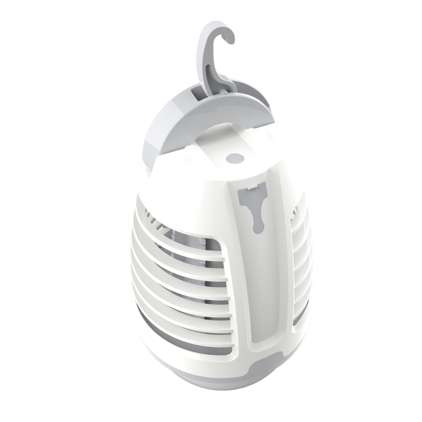 LED Přenosná nabíjecí lampa s lapačem hmyzu LED/5W/1800 mAh IPX4 bílá/šedá