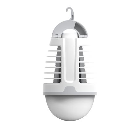 LED Přenosná nabíjecí lampa s lapačem hmyzu LED/5W/1800 mAh IPX4 bílá/šedá