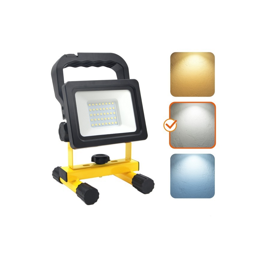 LED Stmívatelný přenosný reflektor TIGRA LED/20W/3,7V 4000K IP54 4400 mAh černá/žlutá