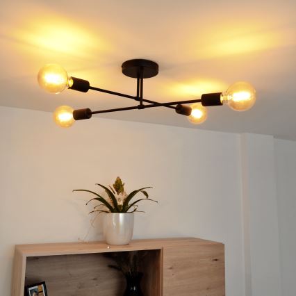 LED Přisazený lustr CAMBRIDGE 4xE27/8W/230V černá