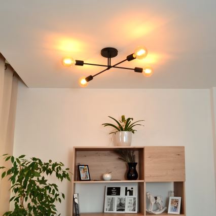 LED Přisazený lustr CAMBRIDGE 4xE27/8W/230V černá