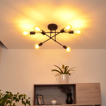 LED Přisazený lustr CAMBRIDGE 6xE27/8W/230V černá