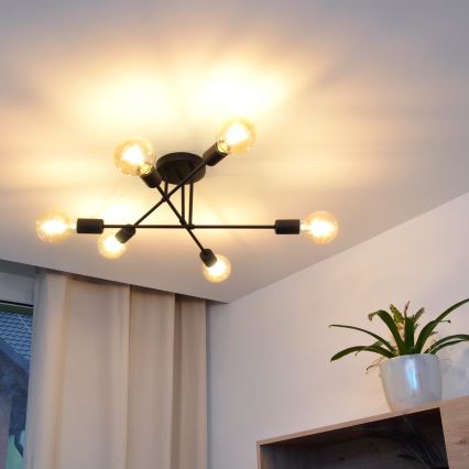 LED Přisazený lustr CAMBRIDGE 6xE27/8W/230V černá