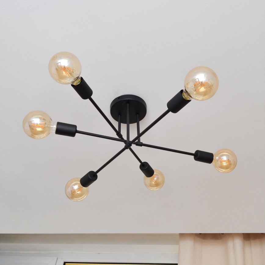 LED Přisazený lustr CAMBRIDGE 6xE27/8W/230V černá