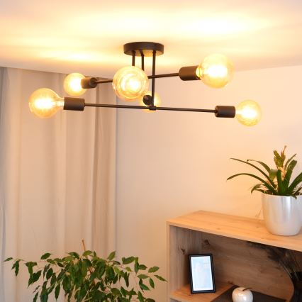 LED Přisazený lustr CAMBRIDGE 6xE27/8W/230V černá