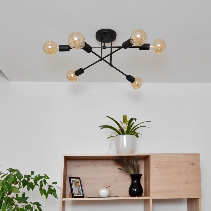 LED Přisazený lustr CAMBRIDGE 6xE27/8W/230V černá