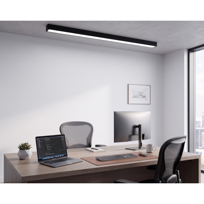 LED Přisazený/lustr na lanku LED/44W/230V 6000K 120 cm černá