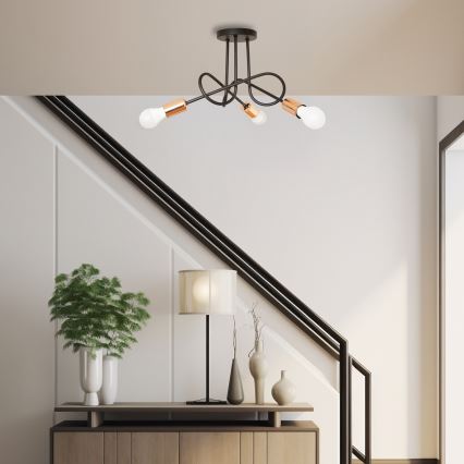 LED Přisazený lustr OXFORD 3xE27/15W/230V černá