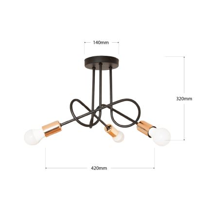 LED Přisazený lustr OXFORD 3xE27/15W/230V černá