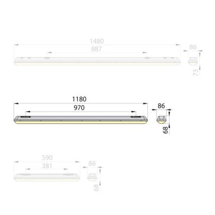 LED Průmyslové zářivkové svítidlo MARENA LINX 120 LED/36W/230V IP65