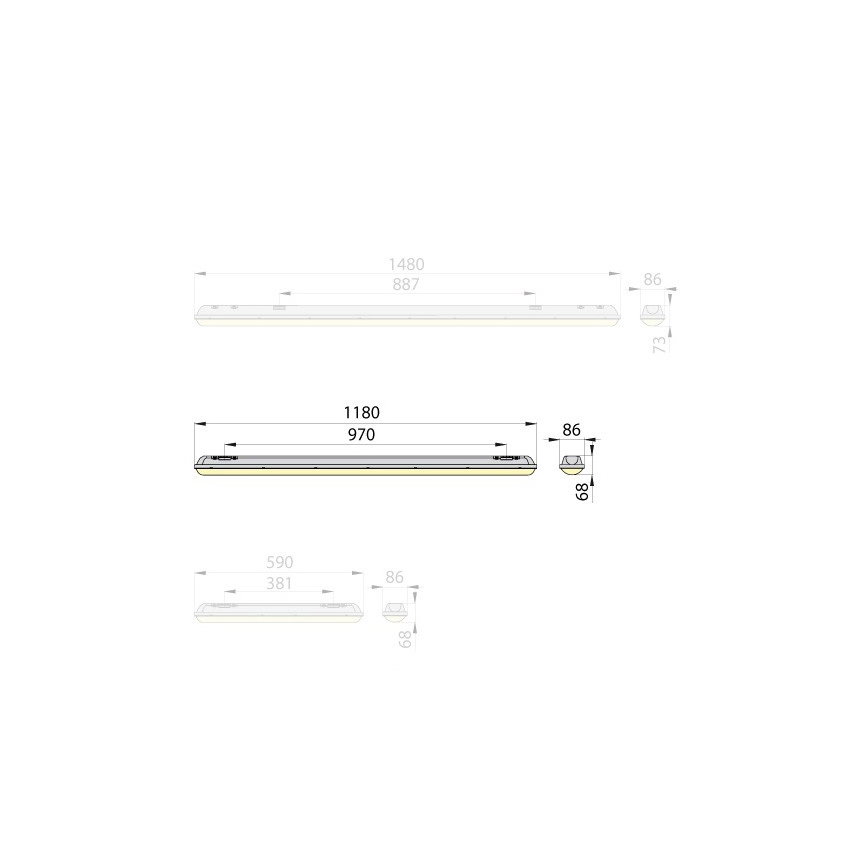 Brilum OP-ML1236-40 - LED zářivkové svítidlo MARENA LINX 120 LED/36W/230V IP65