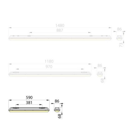Brilum OP-ML0618-40 - LED zářivkové svítidlo MARENA LINX 60 LED/18W/230V IP65