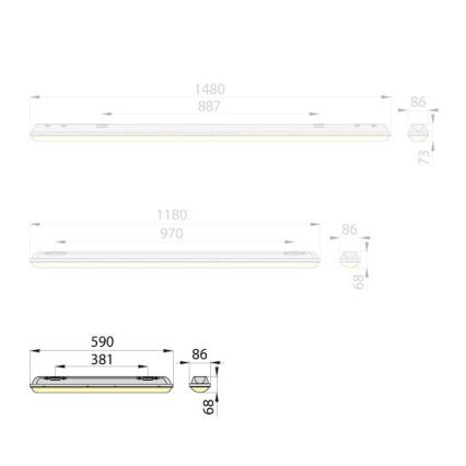 LED Průmyslové zářivkové svítidlo MARENA LINX 60 LED/18W/230V IP65