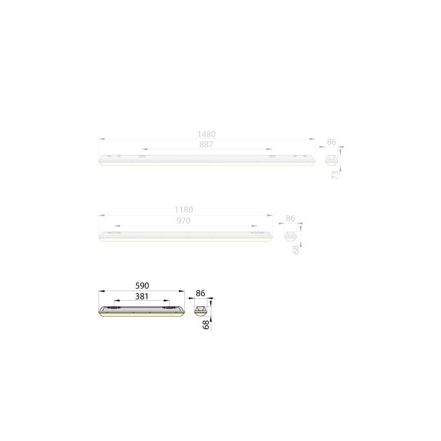 Brilum OP-ML0618-40 - LED zářivkové svítidlo MARENA LINX 60 LED/18W/230V IP65