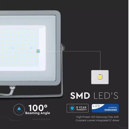 LED Reflektor SAMSUNG CHIP LED/100W/230V IP65 6400K šedá